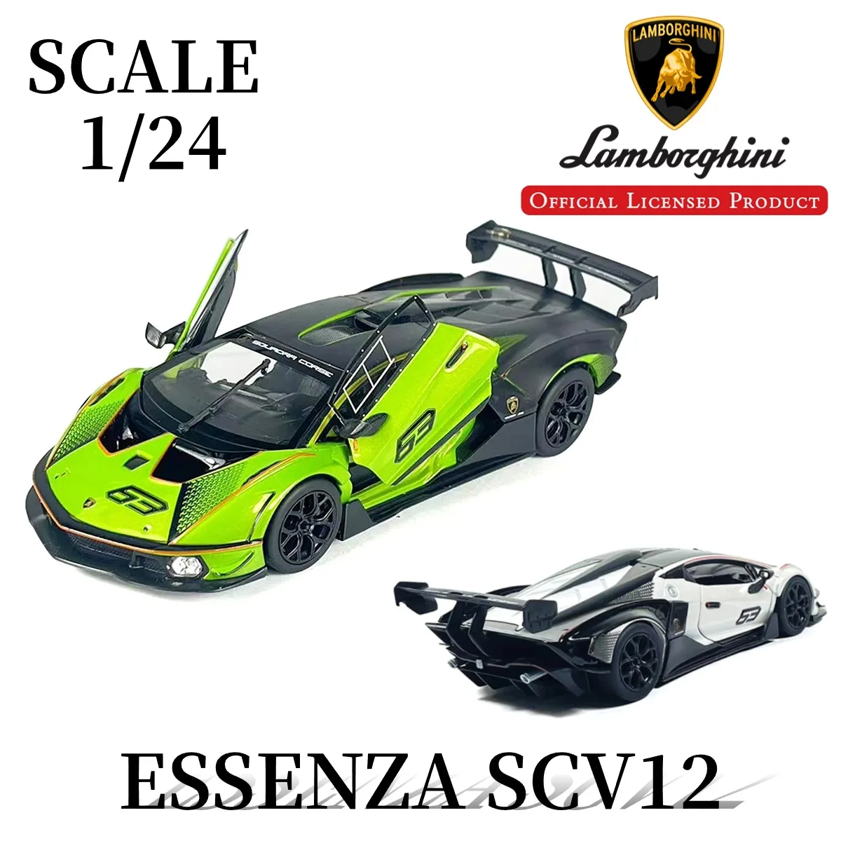 

1:24 Lamborghini Essenza SCV12 Car Model Replica Home Office Interior Decorative Scale Miniature Art Collection Gift Boy Toy