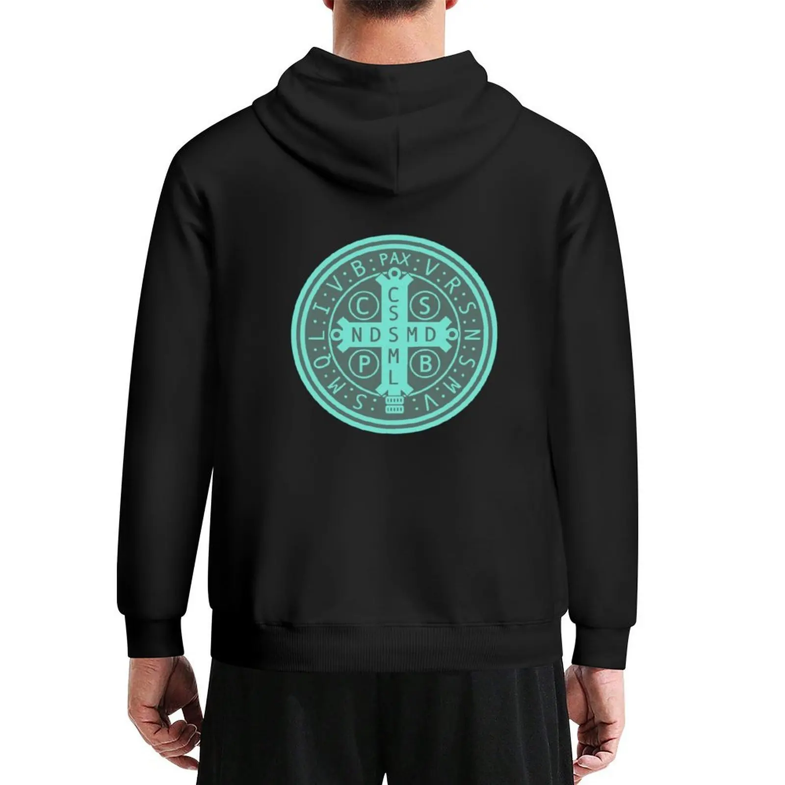 

Saint Benedict Medal Hoodie hooded shirt winter clothes men's coat mens clothes men hoodie