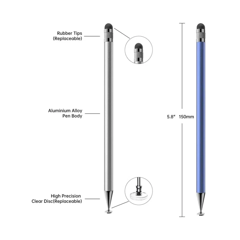 2-in-1 Stylus Pen High Sensitivity Disc Tip Rubber Tip Touch Pencil Suitable for Apple iPhone iPad Android Samsung Tablet Phone view 4