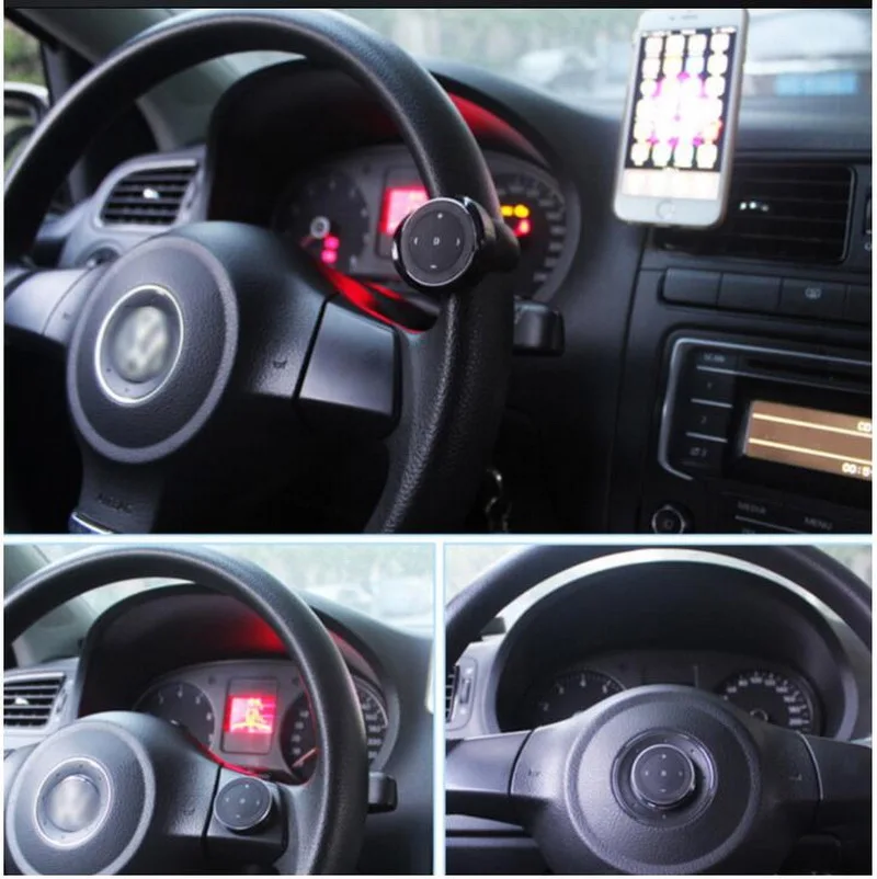 Bluetooth 3.0 Media Button Black LED Light Wireless Remote Music Control For Smartphone Selfie Shutter