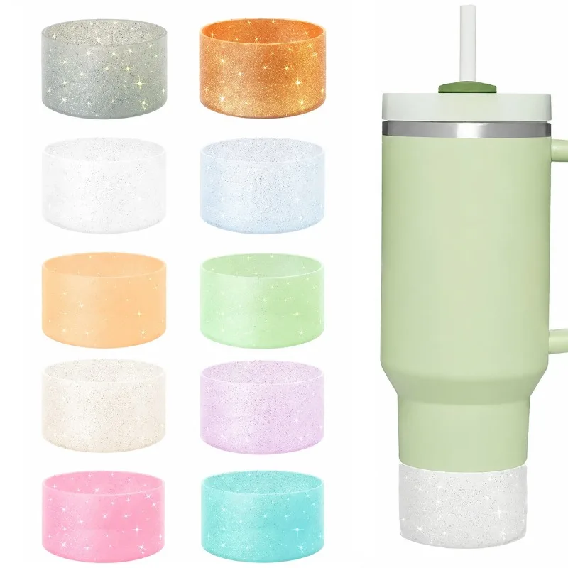 7.5CM Silicone Glitter Bottle Bottom Sleeve Cup Accessories Anti-Slip Water Bottle Pad Heat Insulation Sports Cup Covers Decor