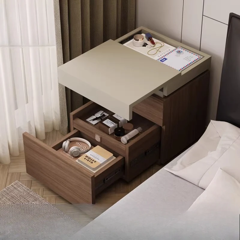 

Hxl bedside table - solid wood nightstand with hidden drawer and secret compartment