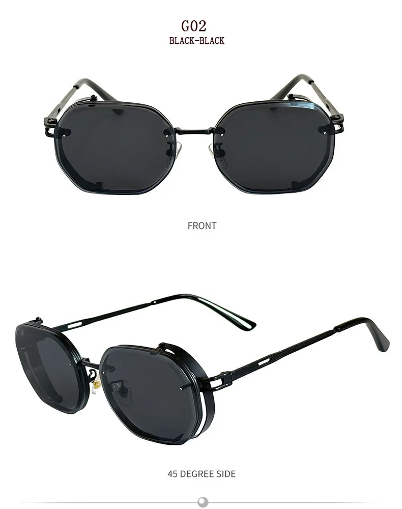2024 Steampunk Sonnenbrille Für Männer Modische Platz Punk Mode Gläser Designer Sonnenbrille Frauen Trendy Gafas De Sol Hombre – Detail 13