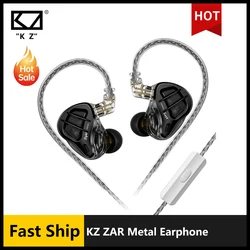 KZ ZAR auricolari In metallo 1DD + 7BA Hybrid technology HIFI Bass auricolari In Ear Monitor cuffie Sport Noise Cancelling Headset