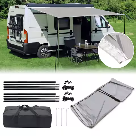 1Set RV Sun Canopy Awning Caravan Side Tent Set 3x2.4m Outdoor Tent With Storage Bag For Campers Hikers Caravan Accessories
