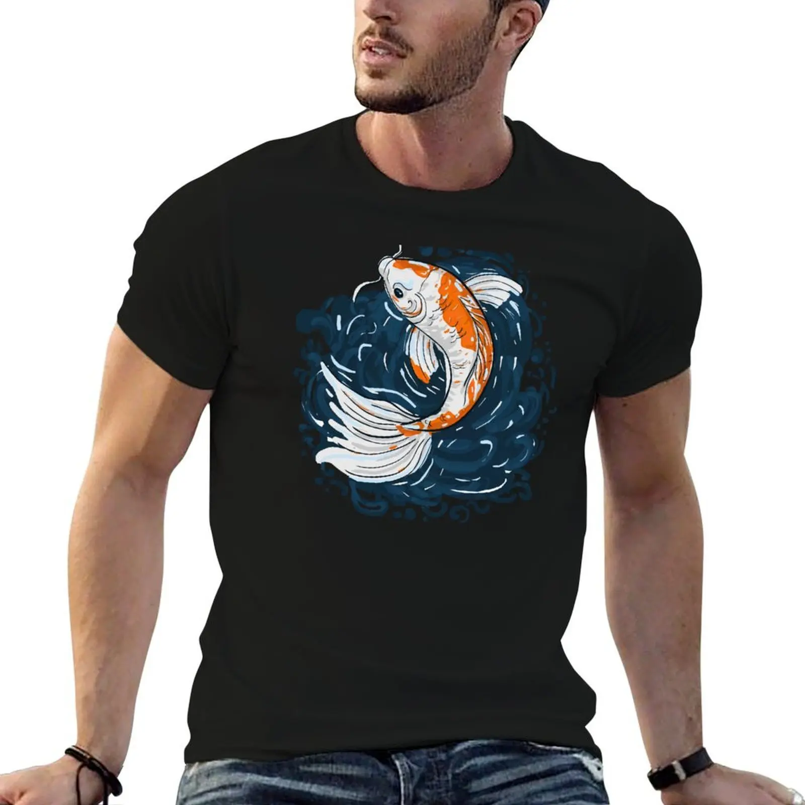 

Koi Fish water bending master T-Shirt t shirts for man graphic funny t shirts for man cotton soft man graphic t shirt T-shirt
