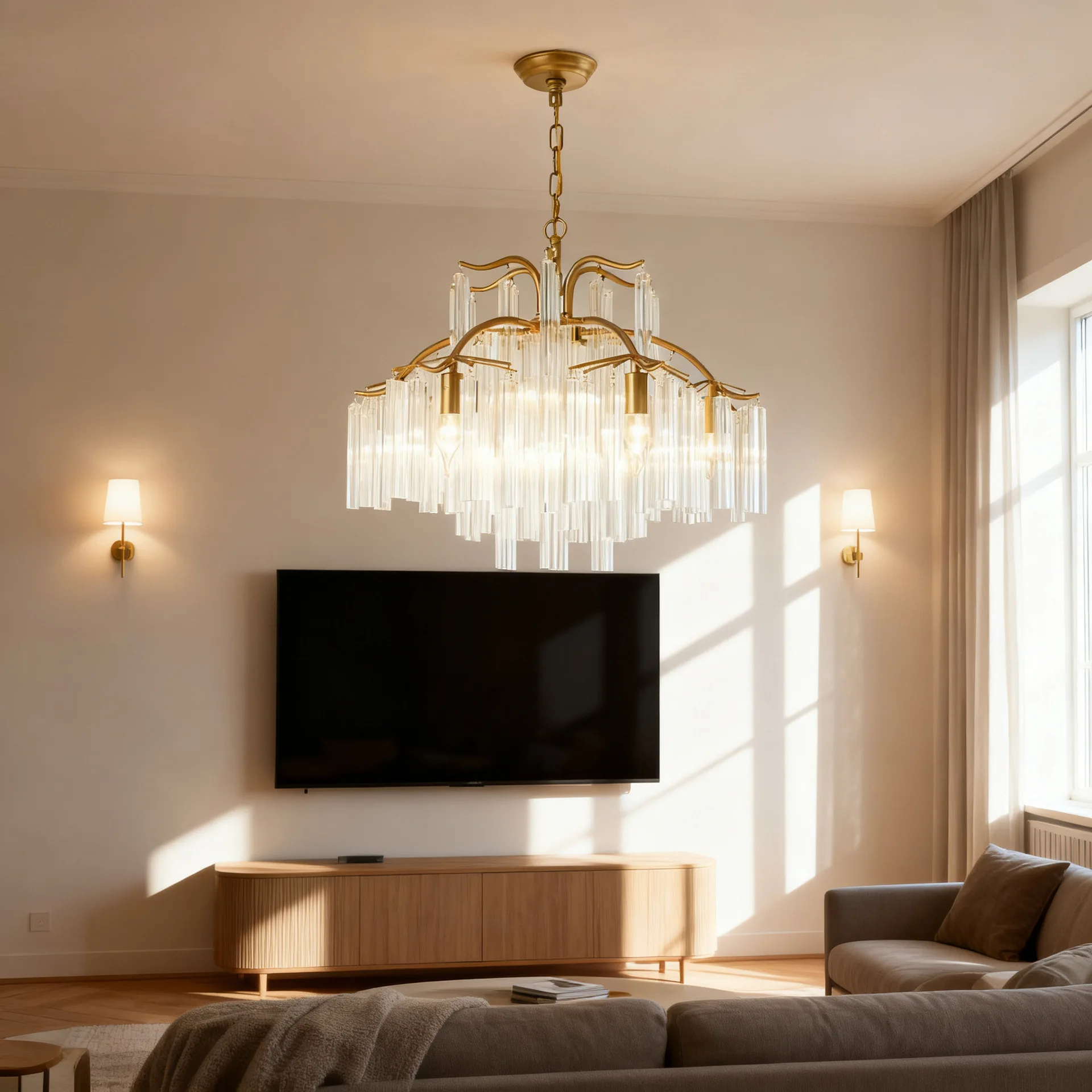 American Style Led Glass Chandelier For Home Decoration Living Room Bedroom Dining Room Villa Plum Blossom Glass Tube Lamp