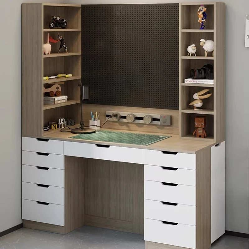 

Письменный стол из перфорированного картона, книжная полка, интегрированный компьютерный стол для письма, стол ручной работы, рабочий стол, современный домашний стол для студентов 5L64