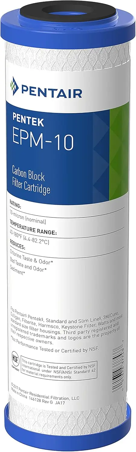 

10-Inch Carbon Block Water Filter Cartridge, 10x2.5, 10 Micron, Reduces Chlorine & Sediment, Fits Standard Housings