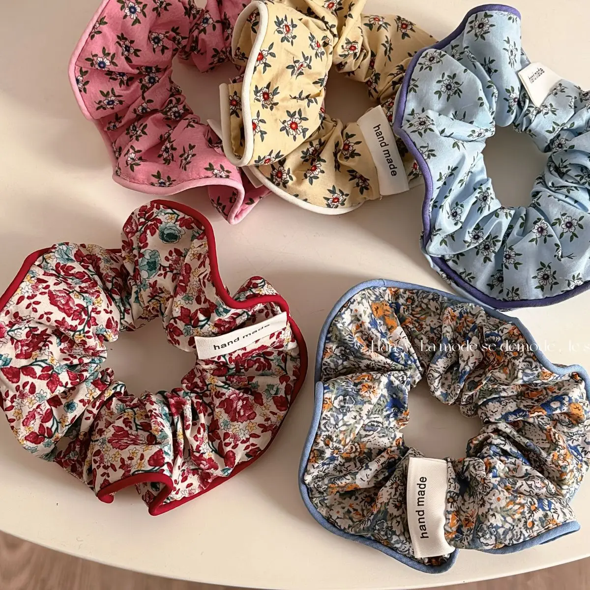 

Модные женские резинки для волос большого размера с цветочным узором, корейские аксессуары для причесок, французские эластичные резинки для волос для девочек