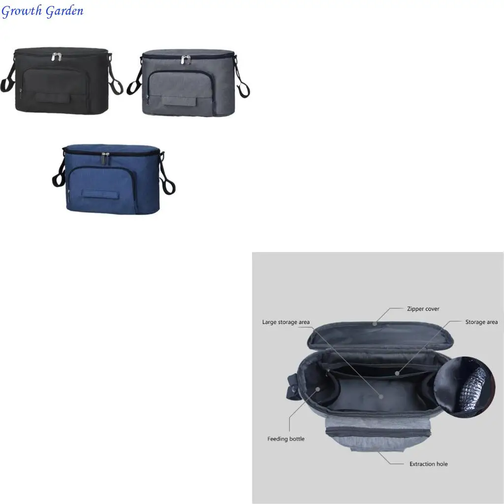 

Universal Baby Strollers Organiser Hanging Bag with Multi Partition, Diaper Pocket Storage Bag for Travel Outdoor E65D