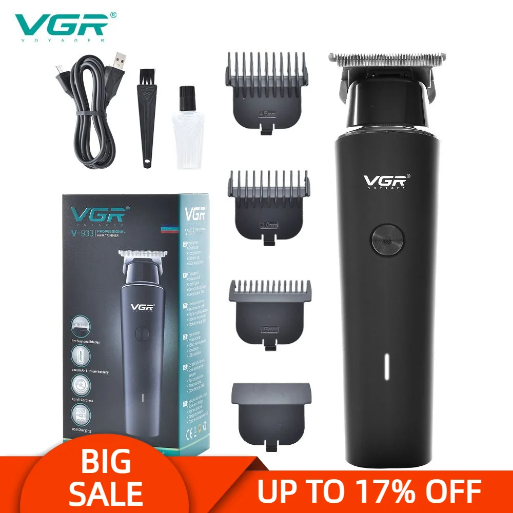 

VGR V933 Electric Hair Clipper Professional Personal Care Barber Trimmer For Men Cordles Shaver Rechargeable Haircut USB VGR 933