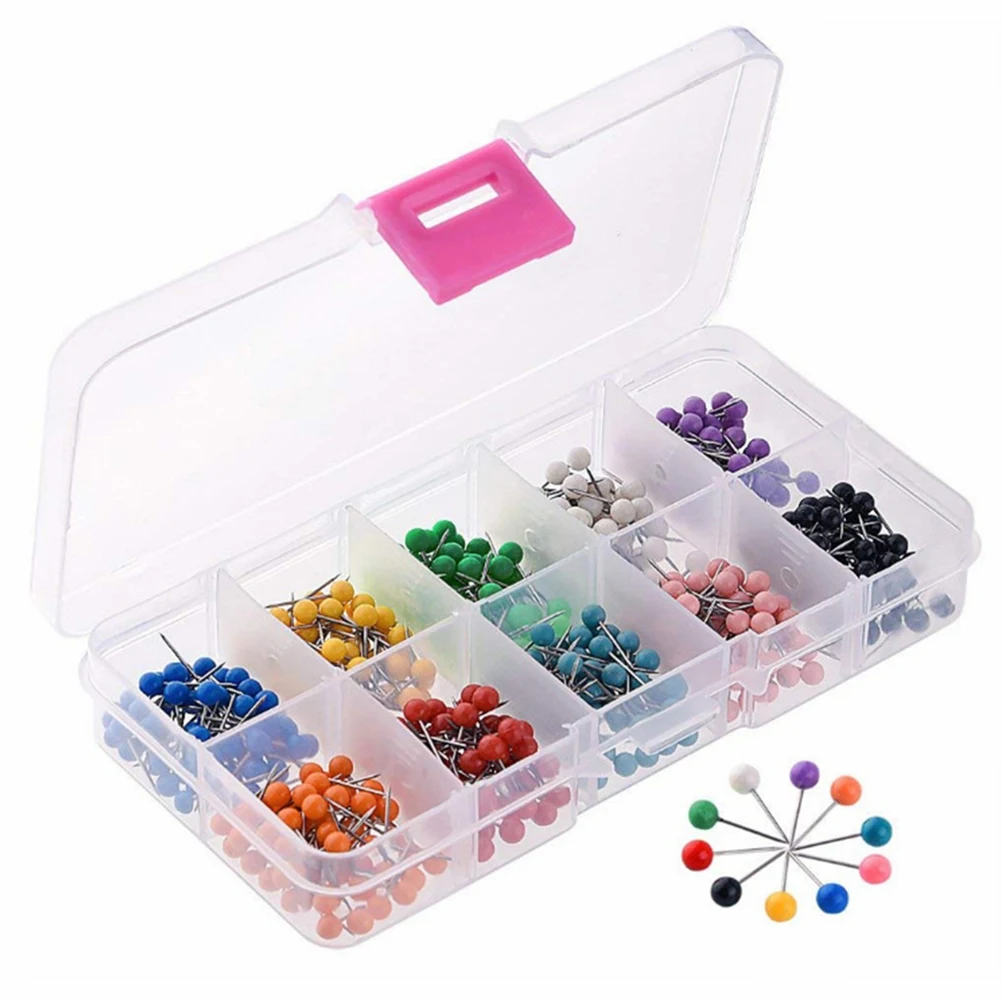 

500pcs 2 Boxes Plastic Push Pins Colorful Map Tacks For Office Home School Cork Board Bulletin Art Craft Geography Projects