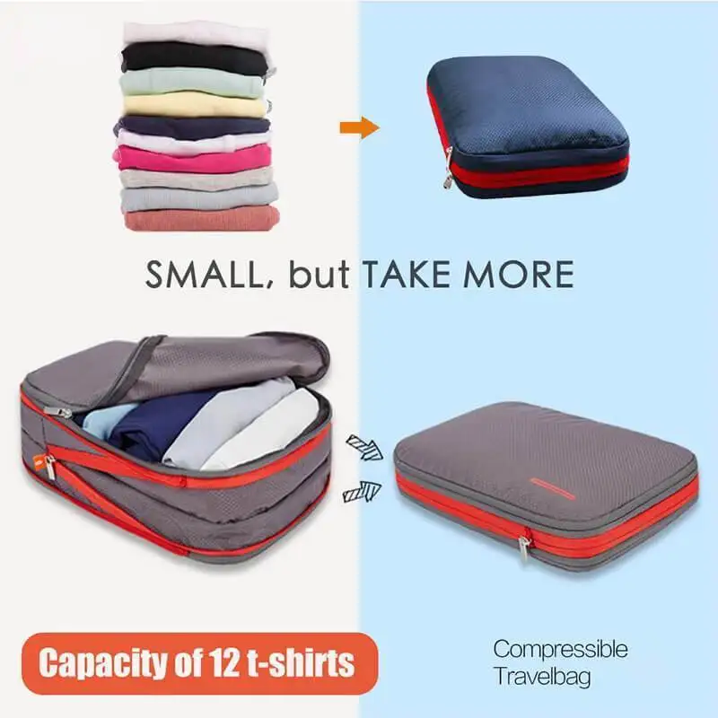 Fun Travel Compression Pouch Quick Convenient Storage Bag Nylon Double Layer Portable Organizer Bags Sorting Multifunction Bag