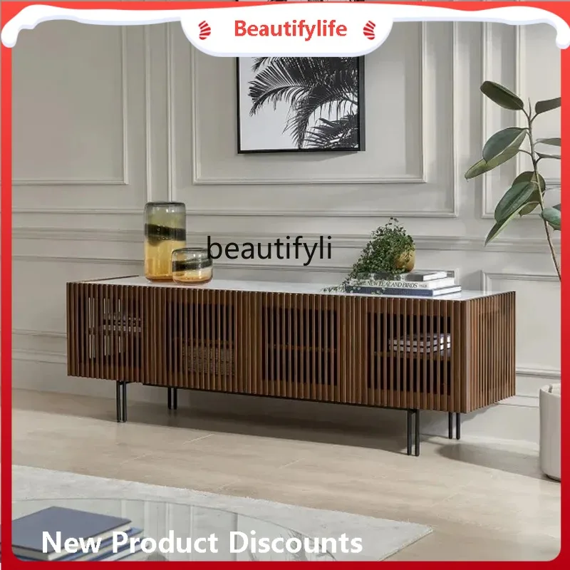 

A357 Черный орех, простая сетка, ТВ-шкаф из массива дерева, гостиная, каменная плита, креативный дизайн, шкаф для хранения