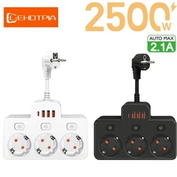 EU Korea AC Plug Power Strip Wall Mounted Independent Switch Multitap Network Filter With USB Ports Charg Network Filter Adapter