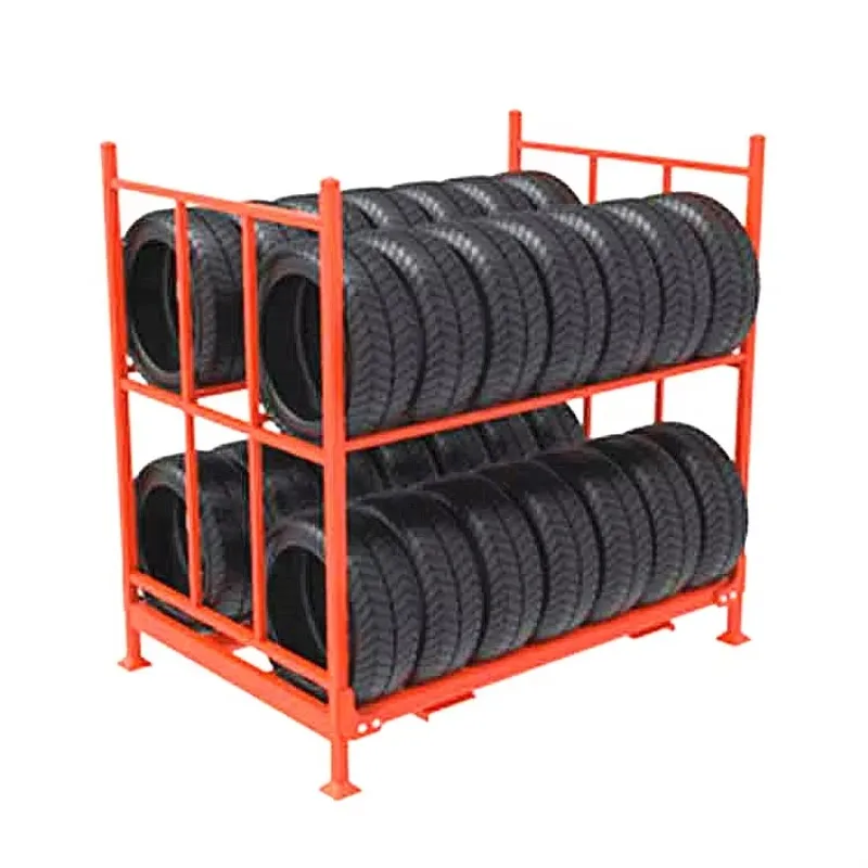 Industrial Warehouse Tire Storage Rack Heavy Metal Tire Stacking Rack
