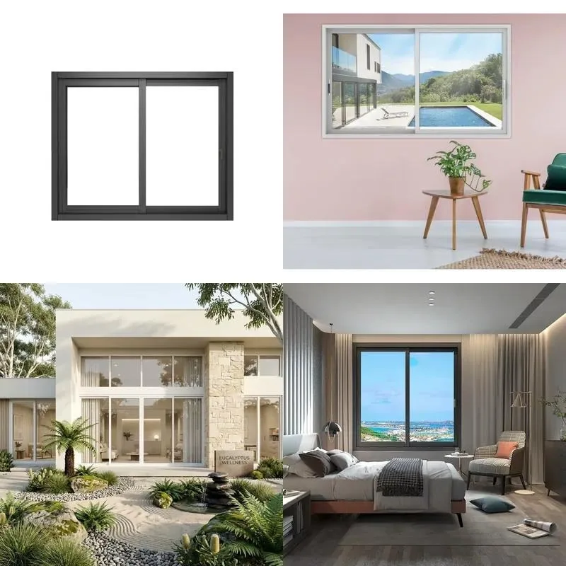 AS2047 Australian Modern Design Sliding Swing Glass Windows with Aluminium Sliding Doors Double Glazed Windows and Mosquito