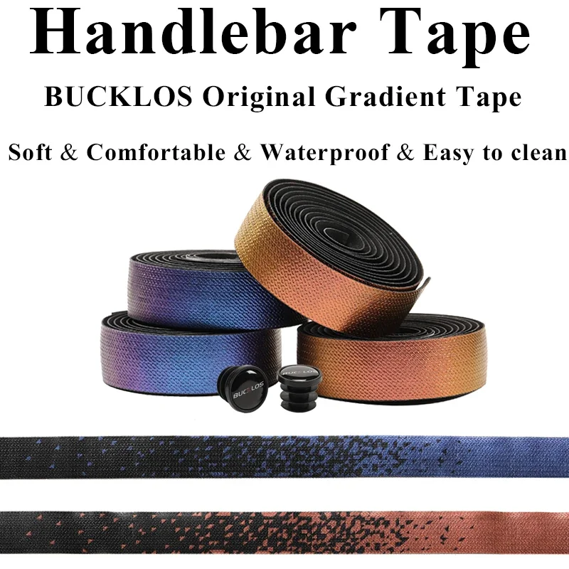 BUCKLOS Road Bike Handlebar Tapes Soft Gradient Color Road Bicycle Handlebar Wrap PU+EVA Waterproof Non-slip Cycling Bar Tape