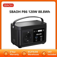 SBAOH P86 120W 88.8Wh 24000mAh Solar Portable Power Station -Lifepo4 Battery Generator with Quick Charge, 230V AC/DC Outputs & LED Flashlight