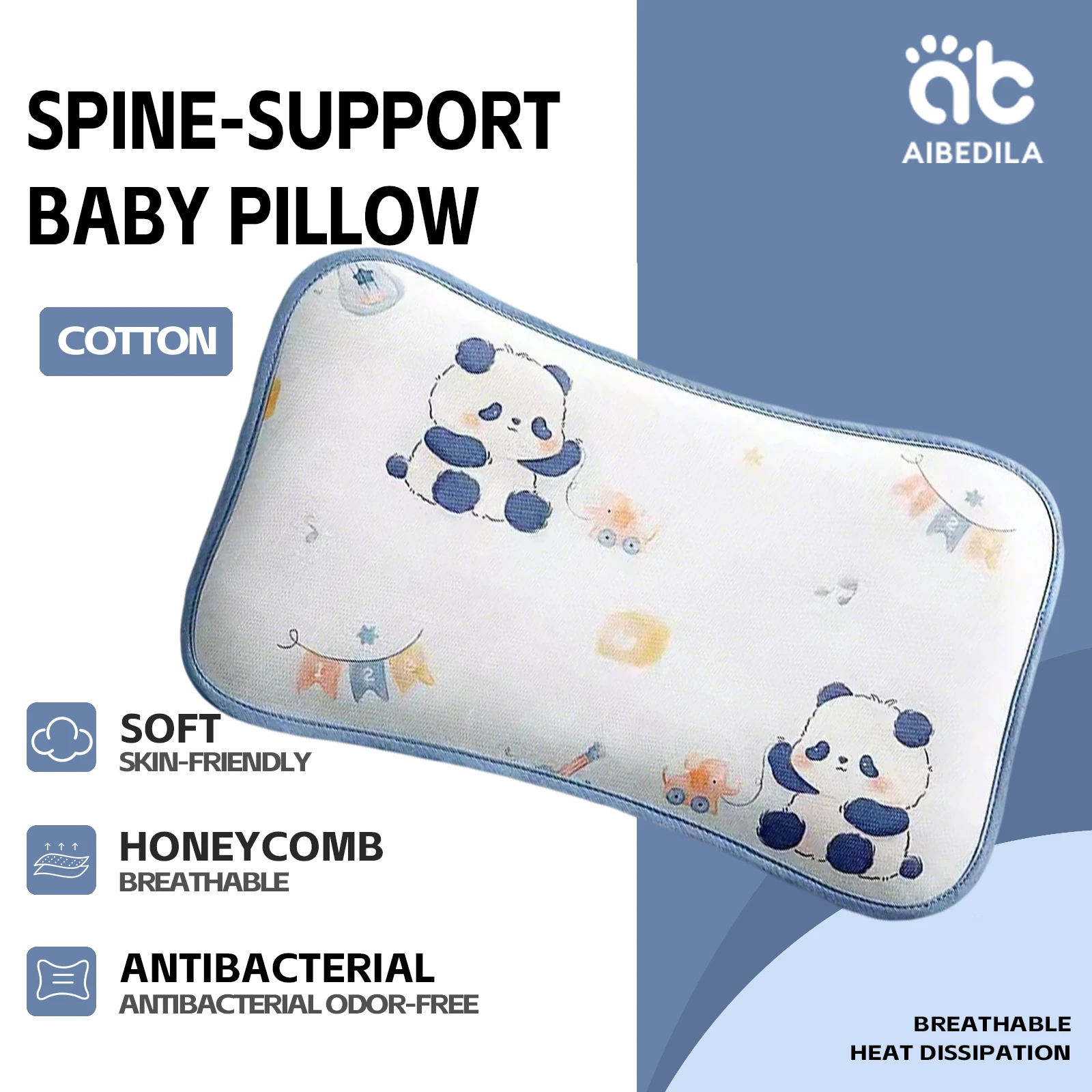 

AIBEDILA Baby Sleeping Pillow Breathable Kids Pillow Ice Shreds Pillows Antibacterial Soft Children Pillow Spine Protection