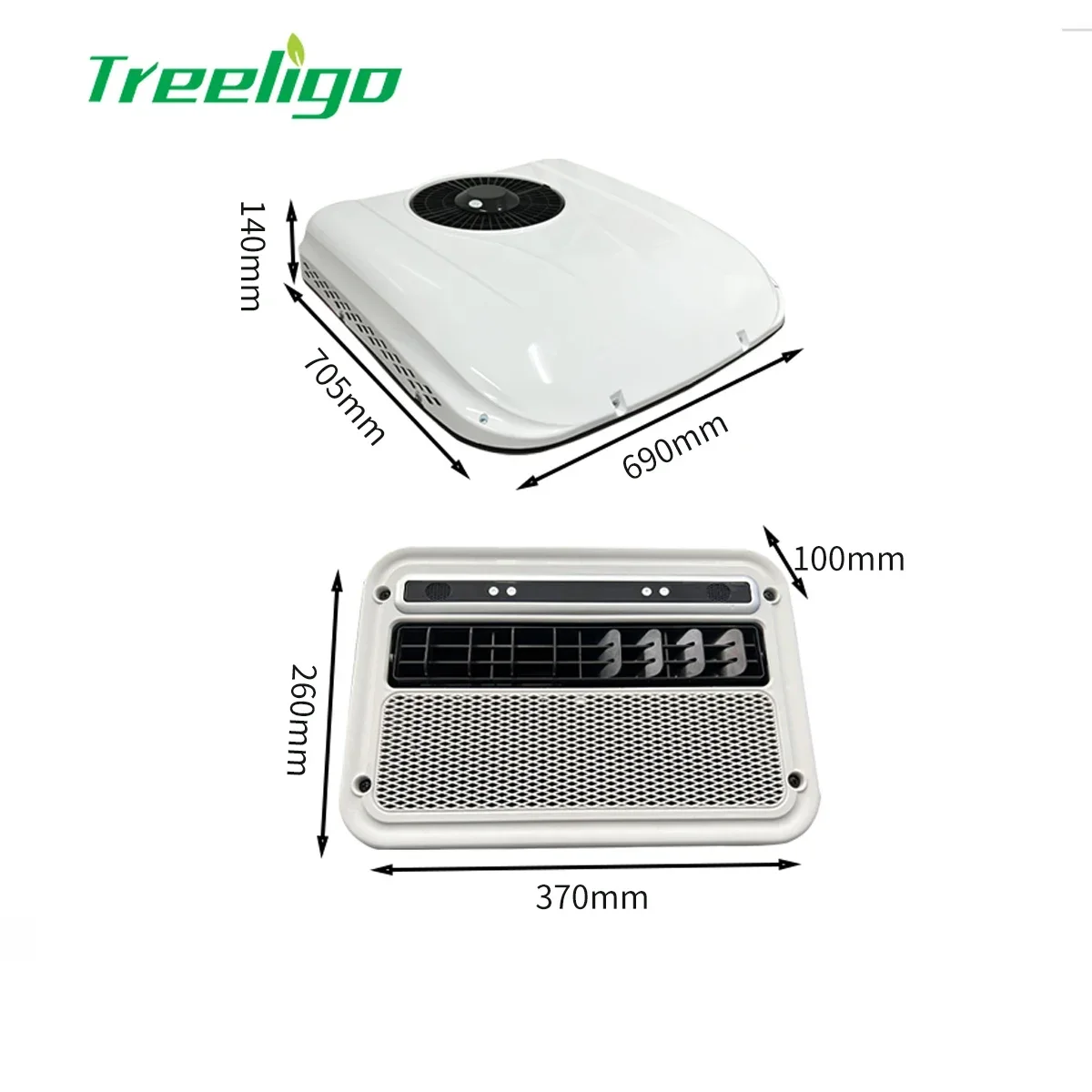 Treeligo 12V/24V Cooling RV Rooftop Air Conditioner 13500BTU Electric Parking Air AC Unit for Motorhome Truck Camper Van Caravan