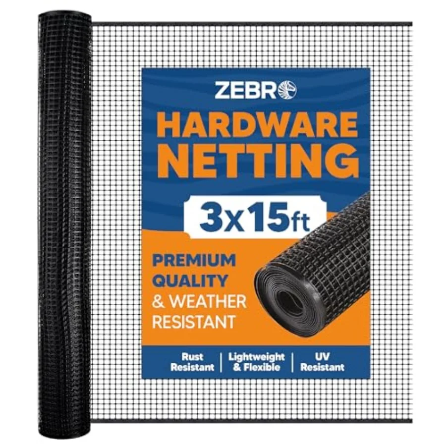 

Plastic Mesh Screen and Fence Roll 15' - - Indoor/Outdoor Balcony Patio and Porch Netting - Safety Barrier Fence for Pets and