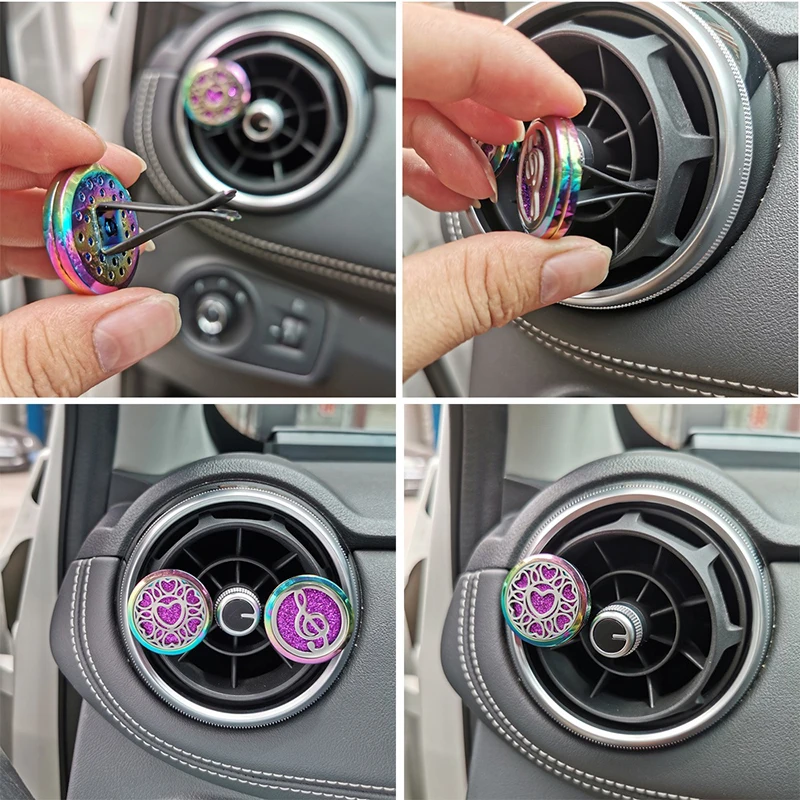 Refillable Car Air Freshener Smell Perfume Diffuser Clip Auto Vent Essential Oil Stainless Steel Locket Interior Accessories