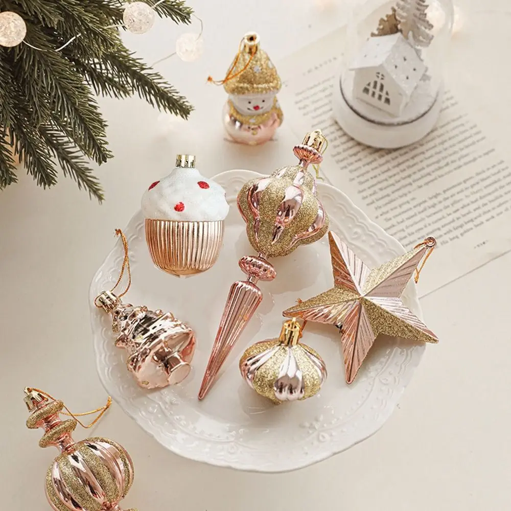 

2Pcs Plastic Christmas Hanging Conch Ornament Star Snowman Onion Shaped Hanging Ornament Decorative Glittery