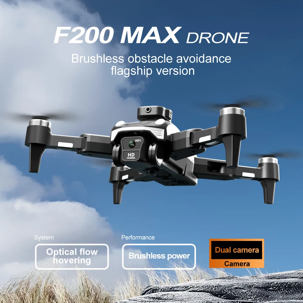 F200 8K Drone Foldable Quadcopter WIFI FPV HD Aerial Photography Wide Angle Dual Camera Professional With 1080P Brushless RC