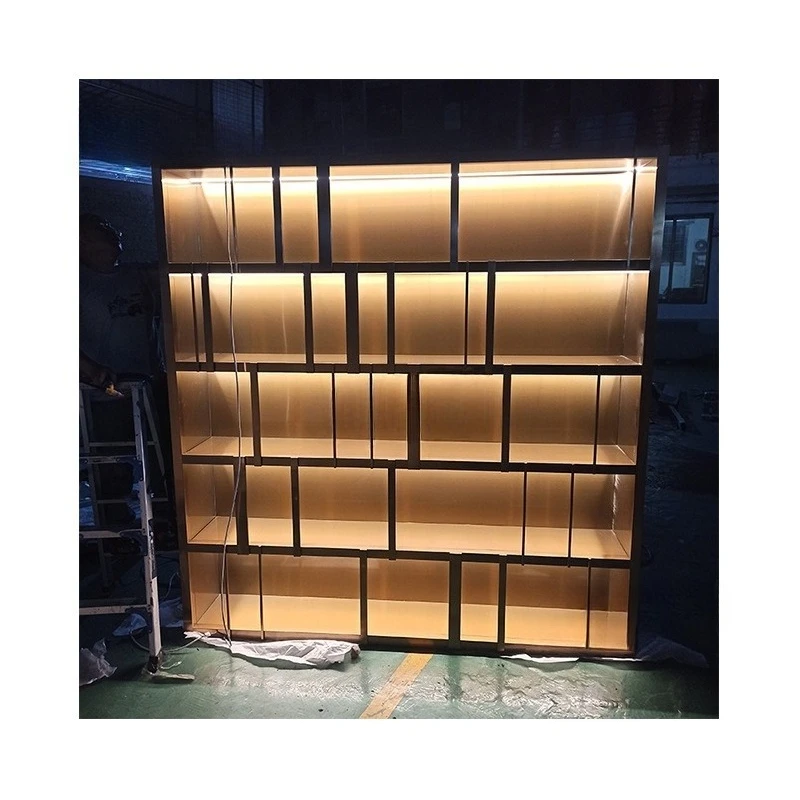 Stainless steel wine cabinet red wine cabinet with lamp private villa high-end red wine rack floor-to-ceiling display cabinet
