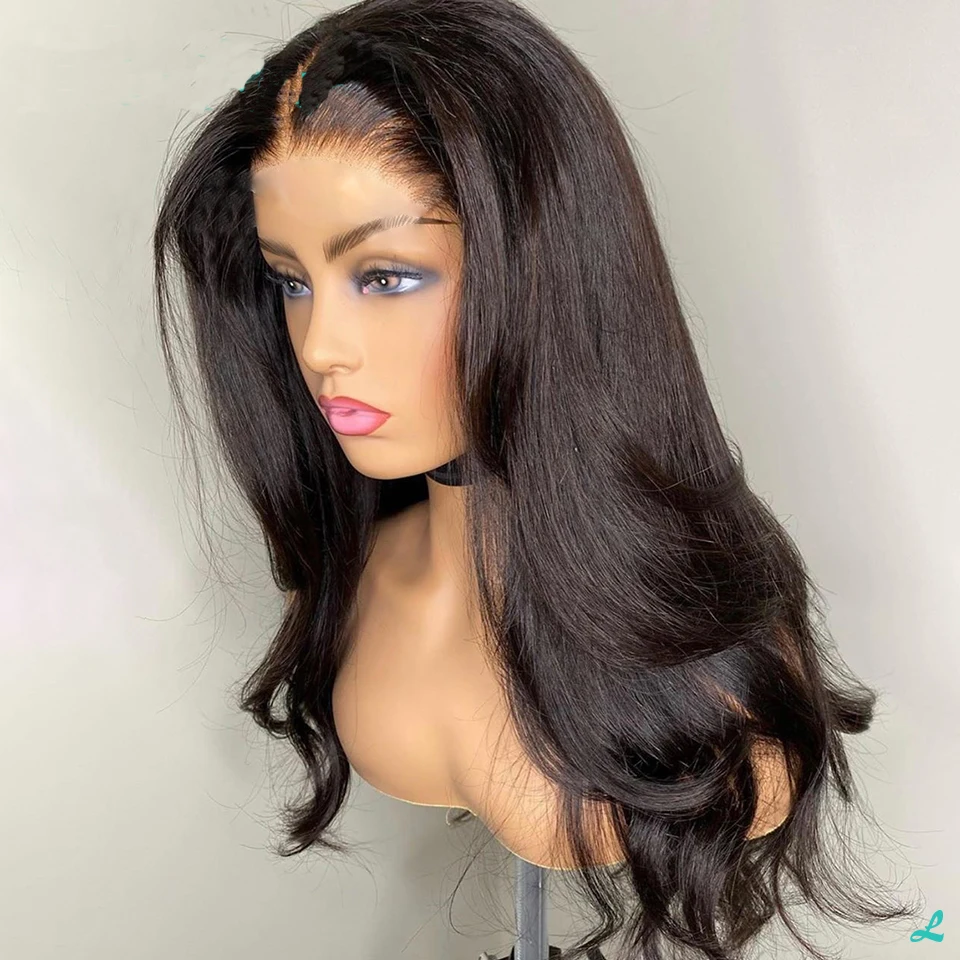 

26-дюймовый синтетический парик с эффектом Body Wave, 180% плотность, без клея, длинный, черный, с кружевной передней частью 13*4*1, для женщин, с baby hair, предварительно прорезанный, для повседневного использования