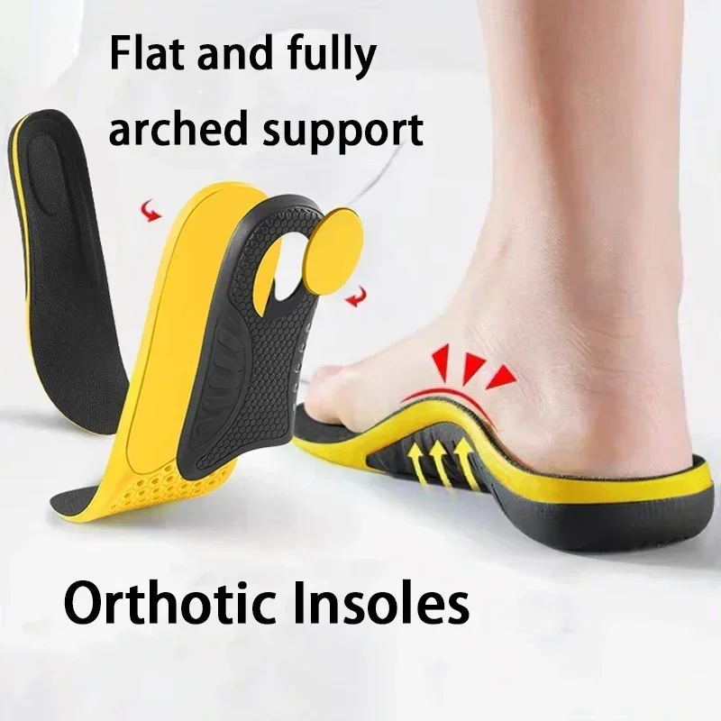 Unisex Breathable Arch Support Insoles Shock-Absorbing Sports Insole with Calf Outward Correction 1 Pair