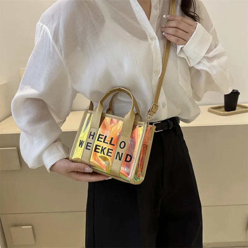 Women Fashion New Korean Bag Female Transparent Trend Letter Shoulder Large Capacity Set Crossbody Bag Luxury Designer Handbag