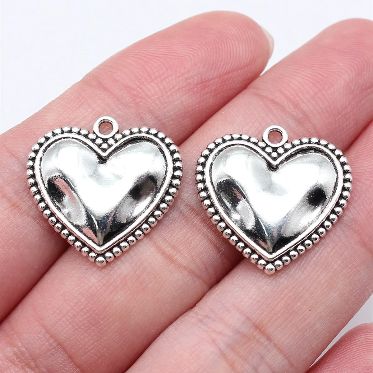 IFOCUS 10pcs/Lot Heart Charms For DIY Jewelry Making Zinc Alloy 21x21mm/0.83x0.83inch