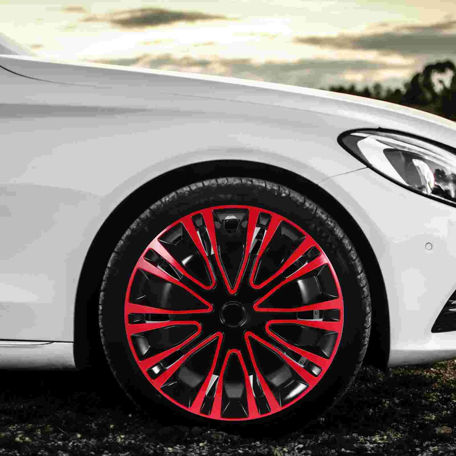 Hubcap 15 Inch Red Black Hubcaps Wheel Covers Car Wheel Case Hubcap Wheel Skin Cover Vehicle Hub Cover Car Wheel Wall Decor Car