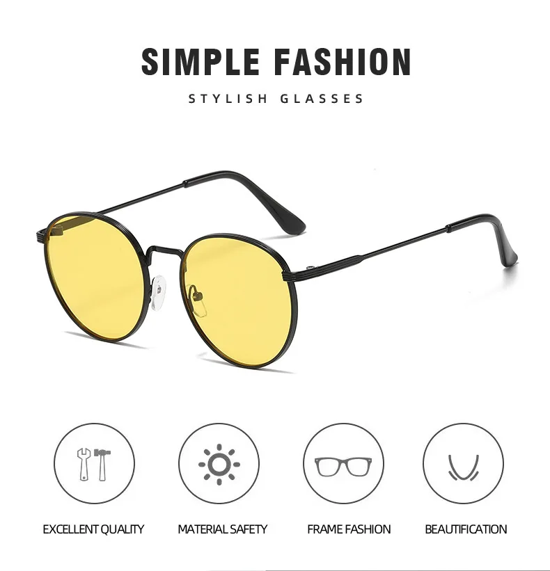 Neue Vintage-Sonnenbrillen für Damen und Herren Runde Sonnenbrillen Retro-Shades Metallrahmen-Sonnenbrillen für Männer Kreisförmige Brillen – Detail 5