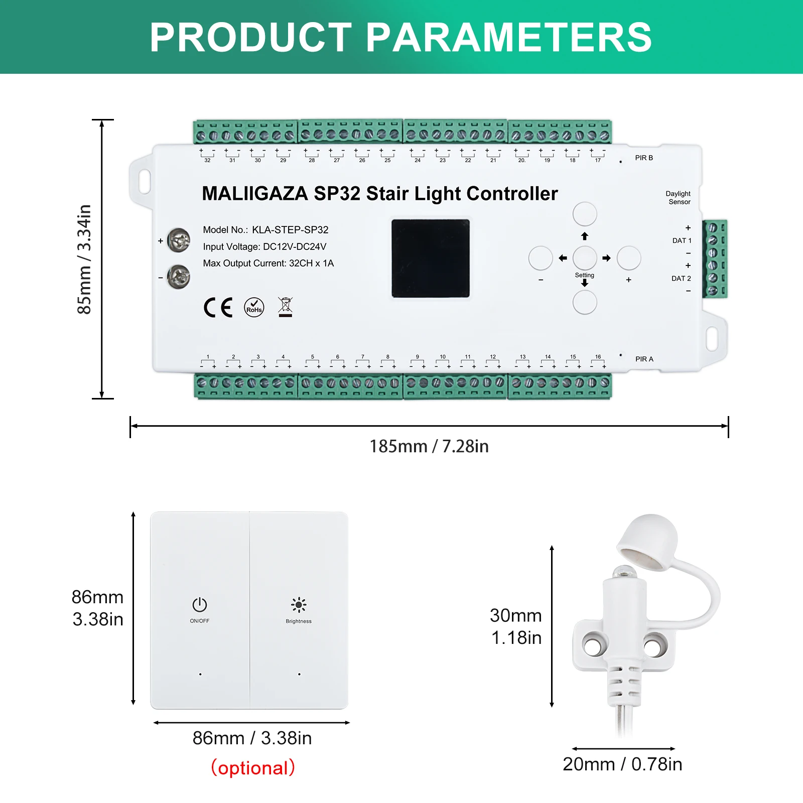 Imagem -04 - Stair Led Strip Light Controller Sensor de Movimento Pir Suporte de Iluminação de Escada Cor Única Executando Cob Rgb 132-step 24v