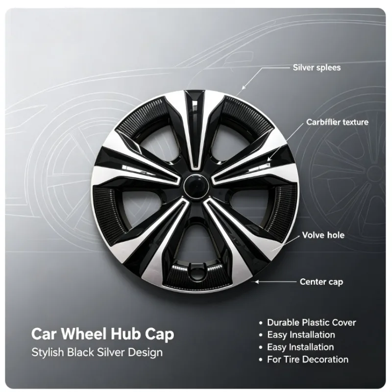 18 Inch Car Wheel Hub Cover, Snap‑on Rim Decor Cap, Replacement Accessory for Wheel Protection Auto Exterior Appearance Upgrade