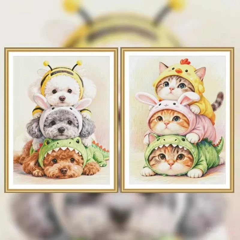 Rahmenloses DIY-Diamantmalerei-Set Cartoon-Tiere Kunst Vollbohr-Strassmosaik Wanddekoration Bastelset Geschenk für Zuhause