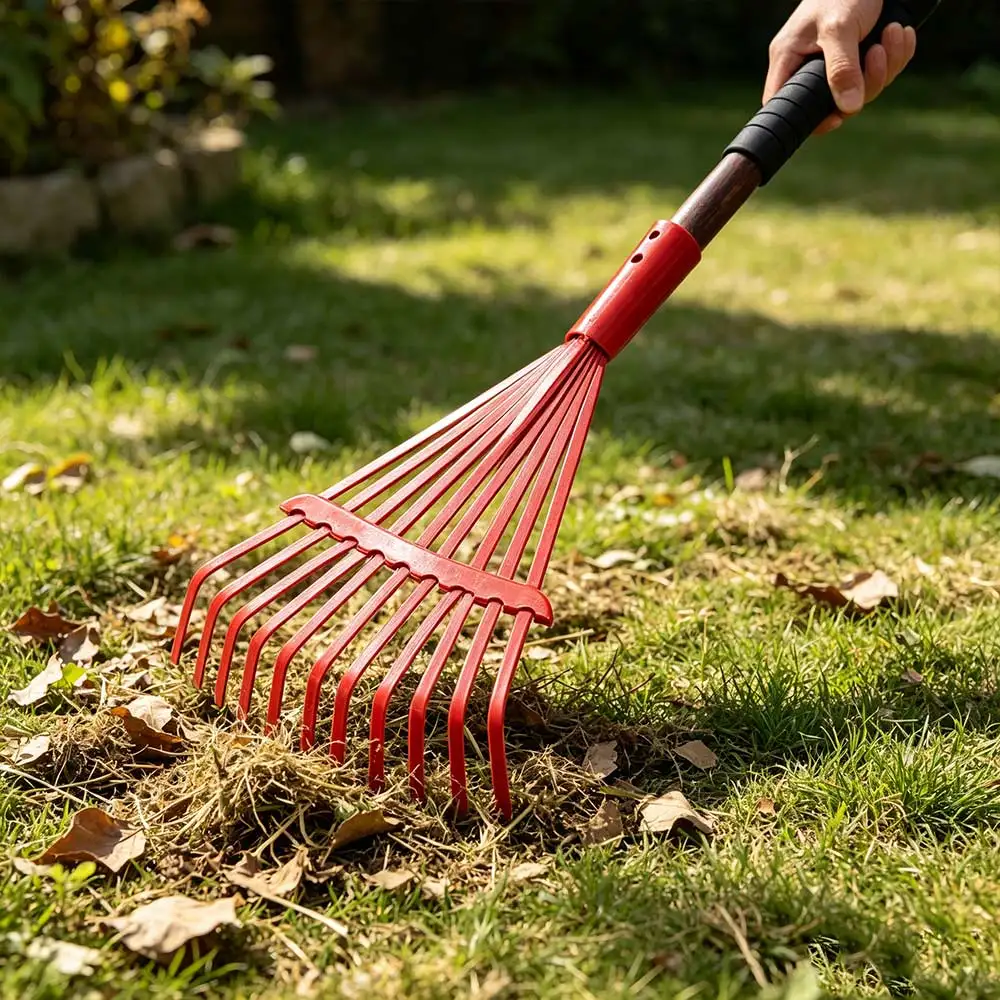 Farm Equipment Tools Multi Functional High-carbon Steel Rake Durable Red Fallen Leaves Rake Convenient Grass Rake Lawn