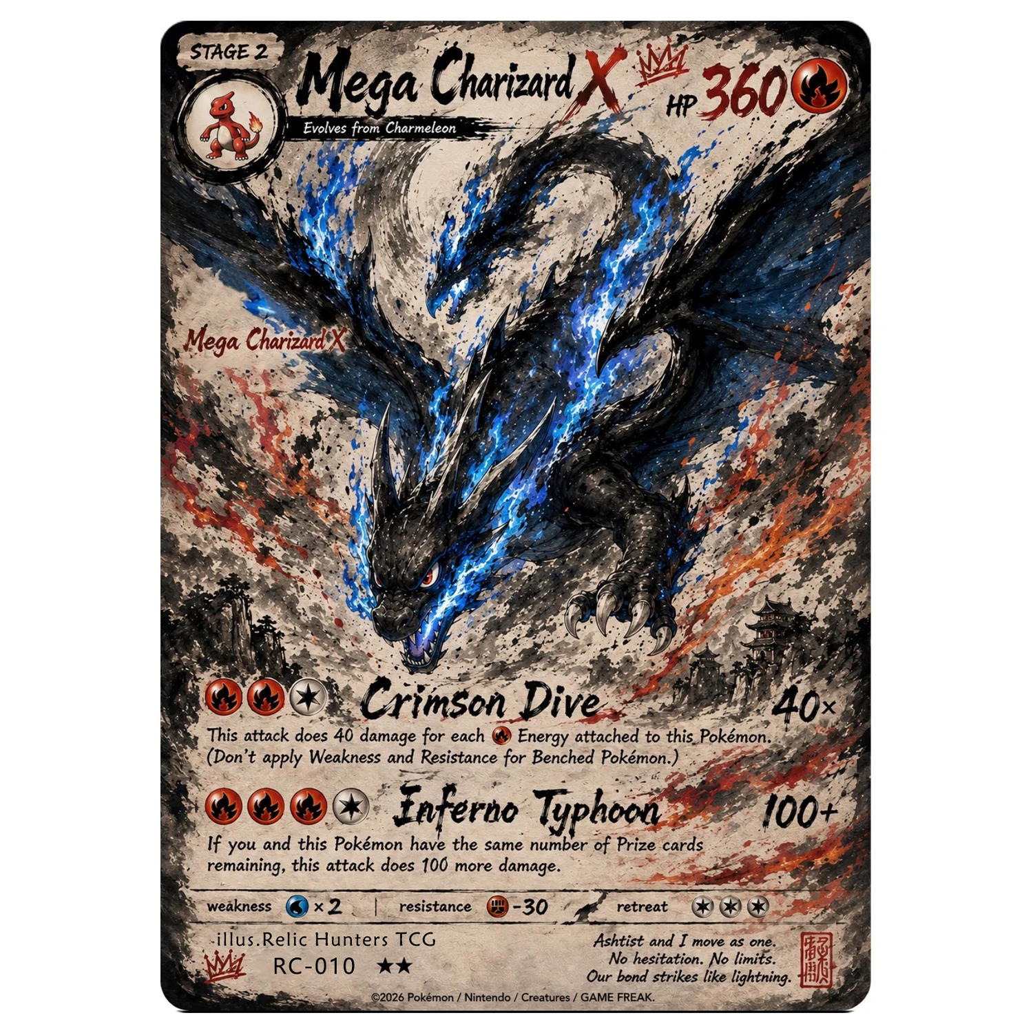PKM Cards Ink Wash Style Zekrom/Reshiram/Charizard X/Giratina/Rayquaza/Zapdos Custom Cards Collection Pokemon Real Life Cards - view 2