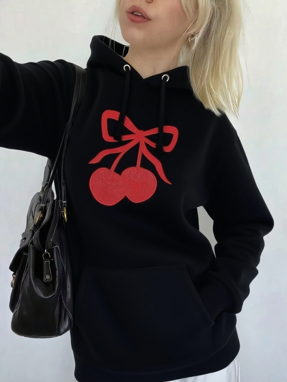 

Cherry Graphic Printing Autumn and Winter Pure Cotton Men's and Women's Hoodies Casual Outdoor Street Sports Training Brand