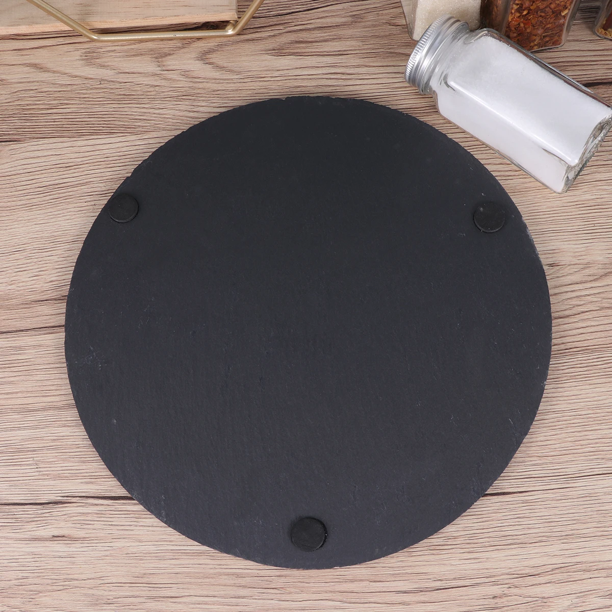 

Round Decorative Tray Rock Plate Black Plates Meat Serving Platter Placemat Steak
