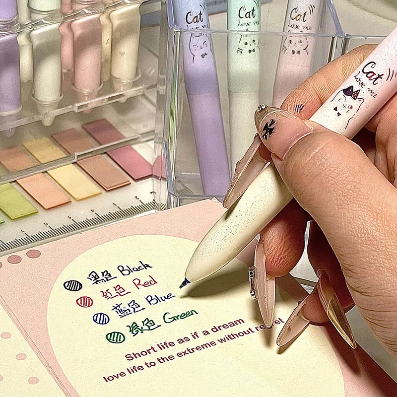 4 قطعة متعدد الألوان هلام مجموعة أقلام عالية الجمالية اللون يده 0.5 مللي متر القلم طالب التجفيف السريع قلم محايد اللون طالب القرطاسية #6