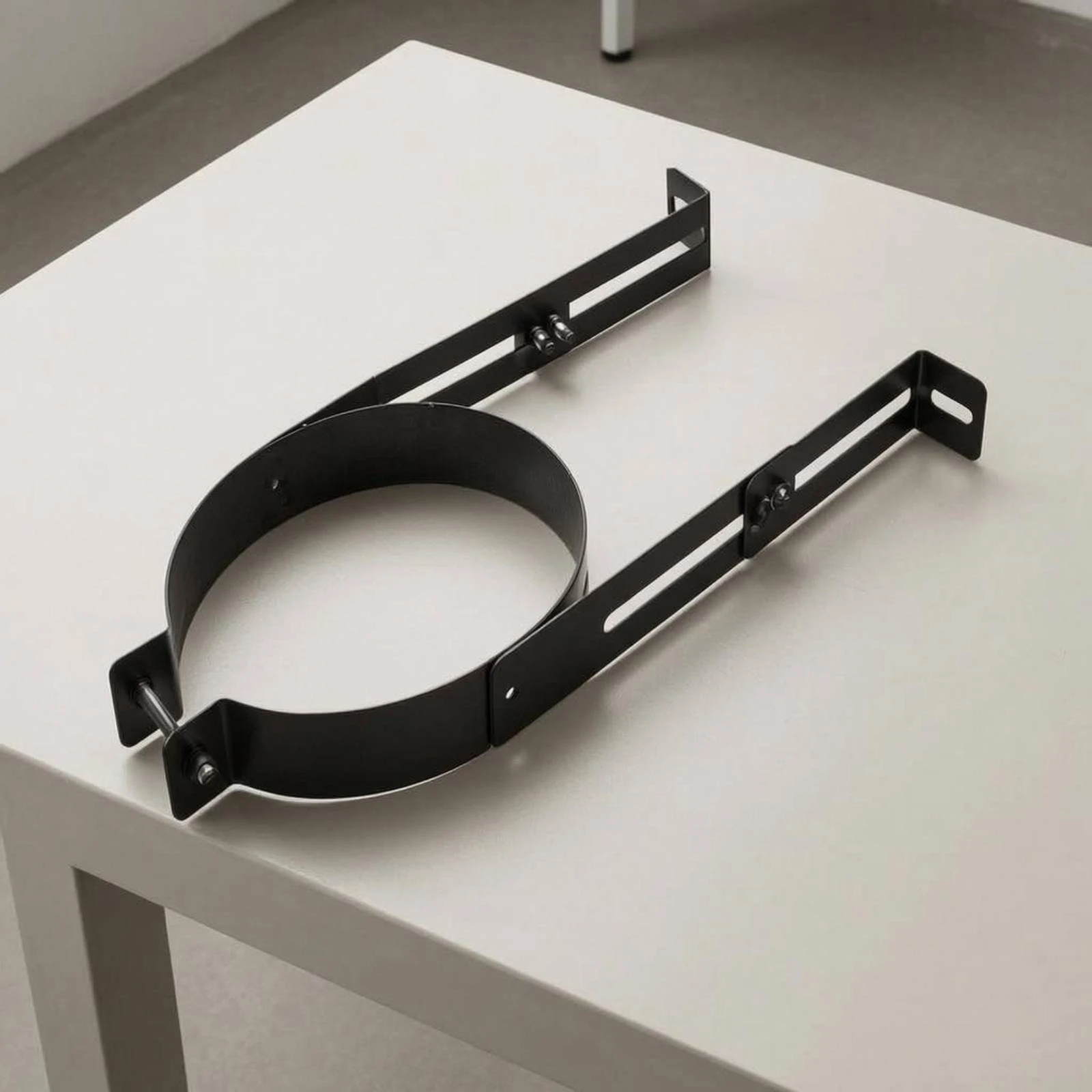 Chimney Pipe Wall Bracket Black Metal Chimney Pipe Support Bracket Heating Hardware Welded Construction Sturdy and Long-Lasting
