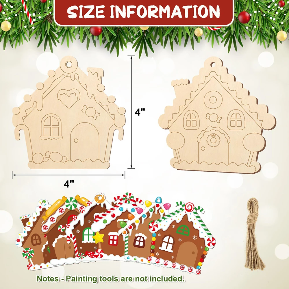 Home Fragrance Gingerbread - 6pcs/set Gingerbread House Wooden Ornaments Xmas