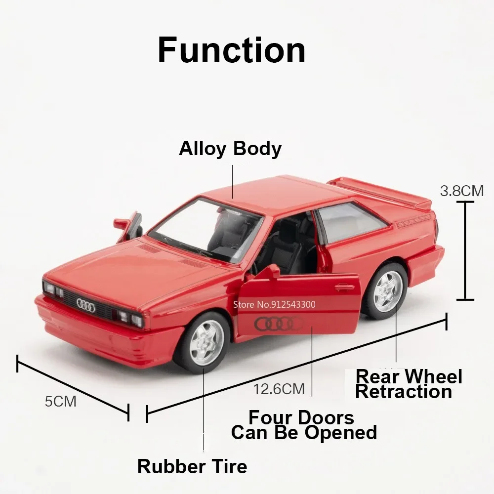 1:36 أودي 1980 نموذج سيارة كلاسيكية اللعب سبيكة دييكاست المركبات المطاط الإطارات التراجع لعبة صغيرة جمع الهدايا للأطفال