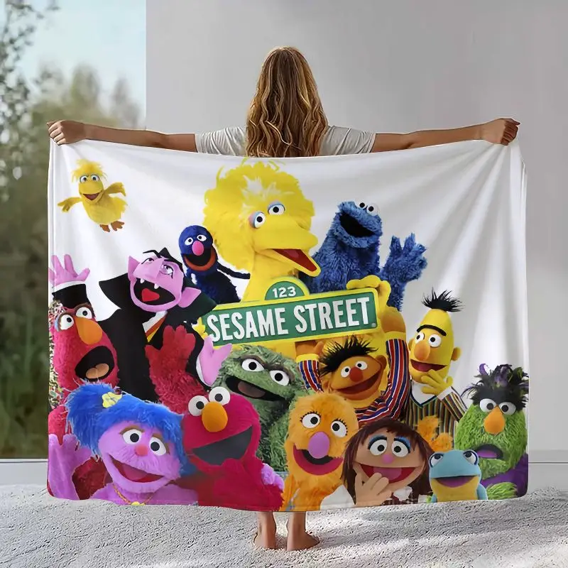 Vintage S-Sesame Street Elmo Cookie Monster Soft Flannel Throw Blanket,Cozy Warm Blanket for Bed,Sofa,Living Room,Picnic,Gift