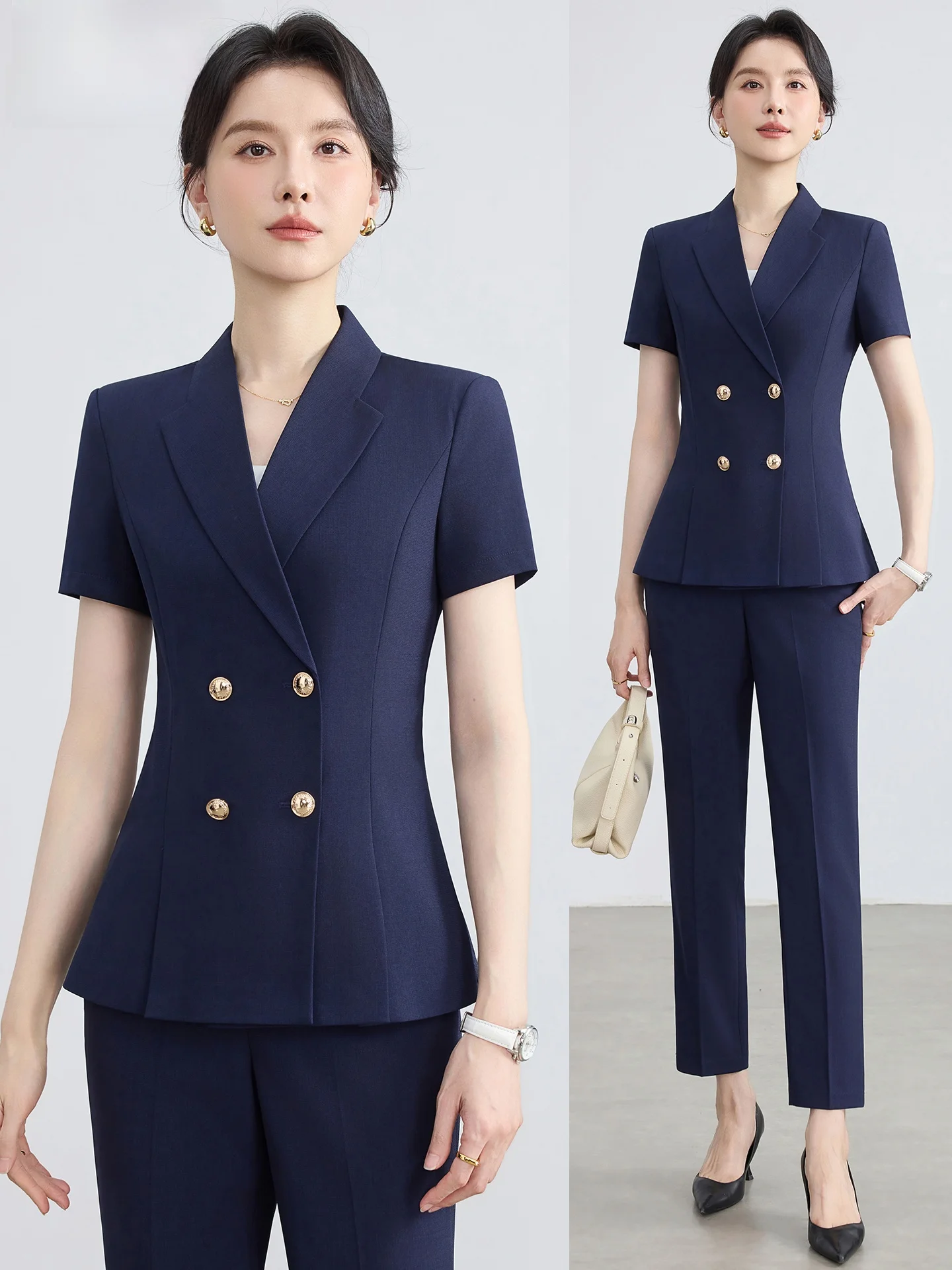 

Профессиональный деловой костюм для женщин, летняя деловая одежда, униформа для менеджеров отелей, сотрудников ювелирных магазинов.